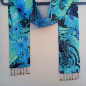Beaded tassel tropical scarf